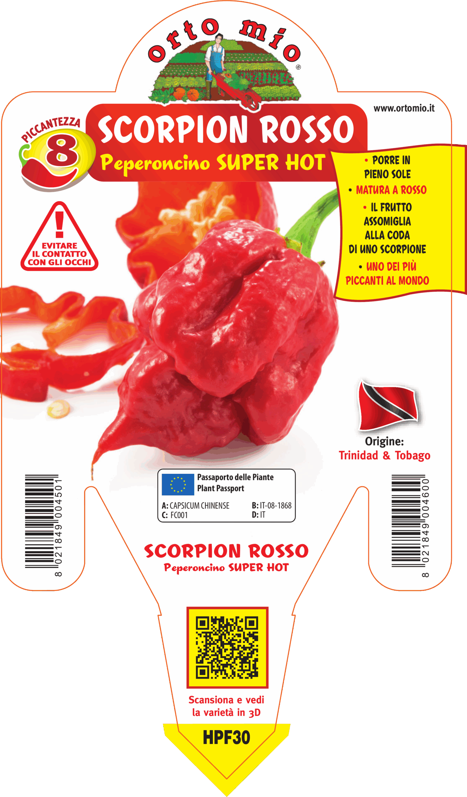 PIMIENTO SÚPER PICANTE TRINIDAD SCORPION ROJO