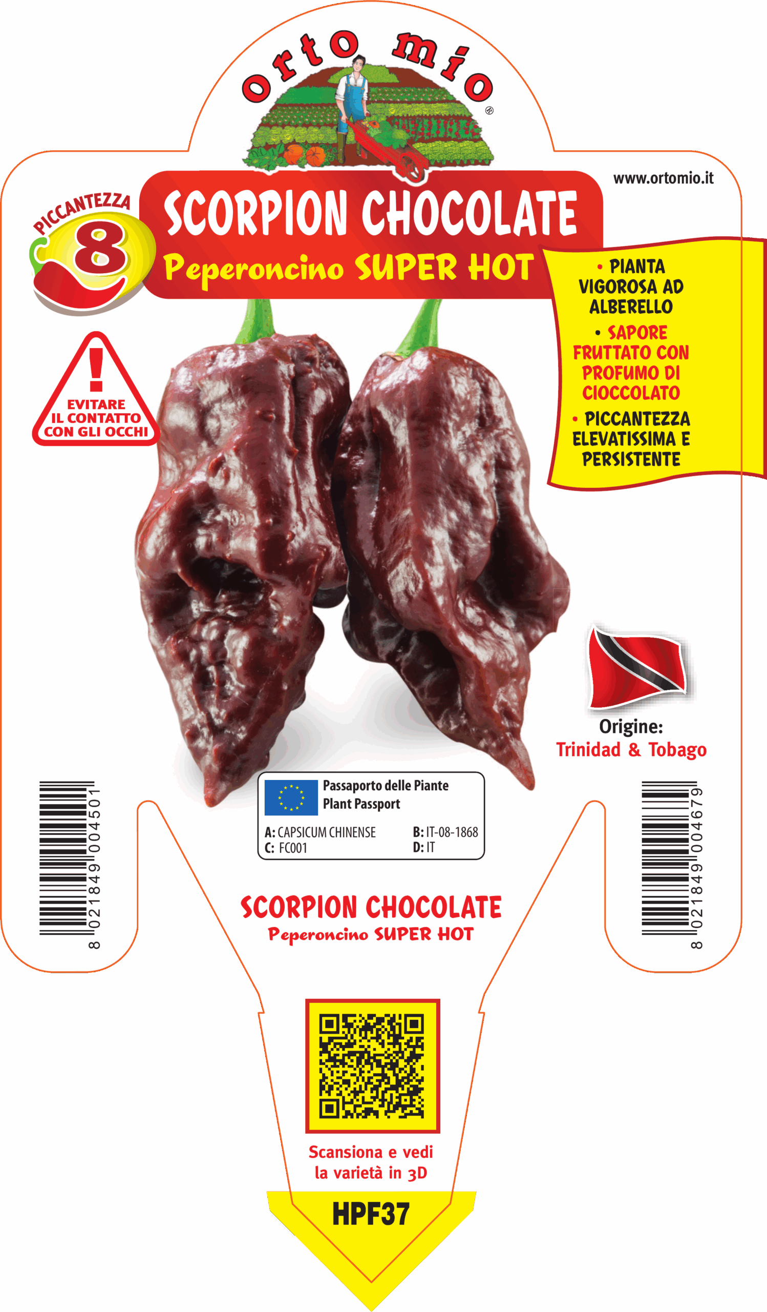 PIMIENTO SÚPER PICANTE TRINIDAD SCORPION CHOCOLATE